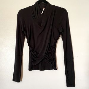 Free People Sz S Black Wrap Shirt Top